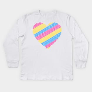 Pansexual flag heart Kids Long Sleeve T-Shirt